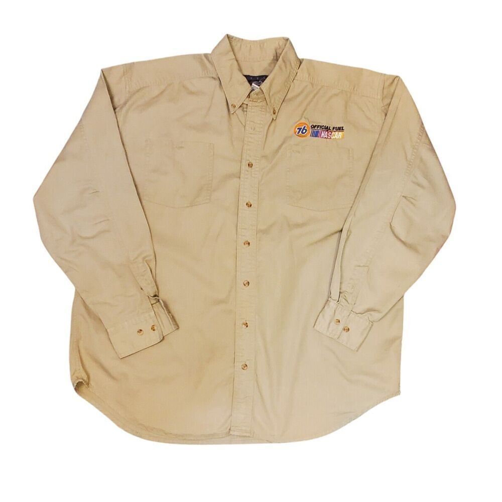Nascar 76 Official Fuel Of Nascar Long Sleeve Button Up Shirt Size XL